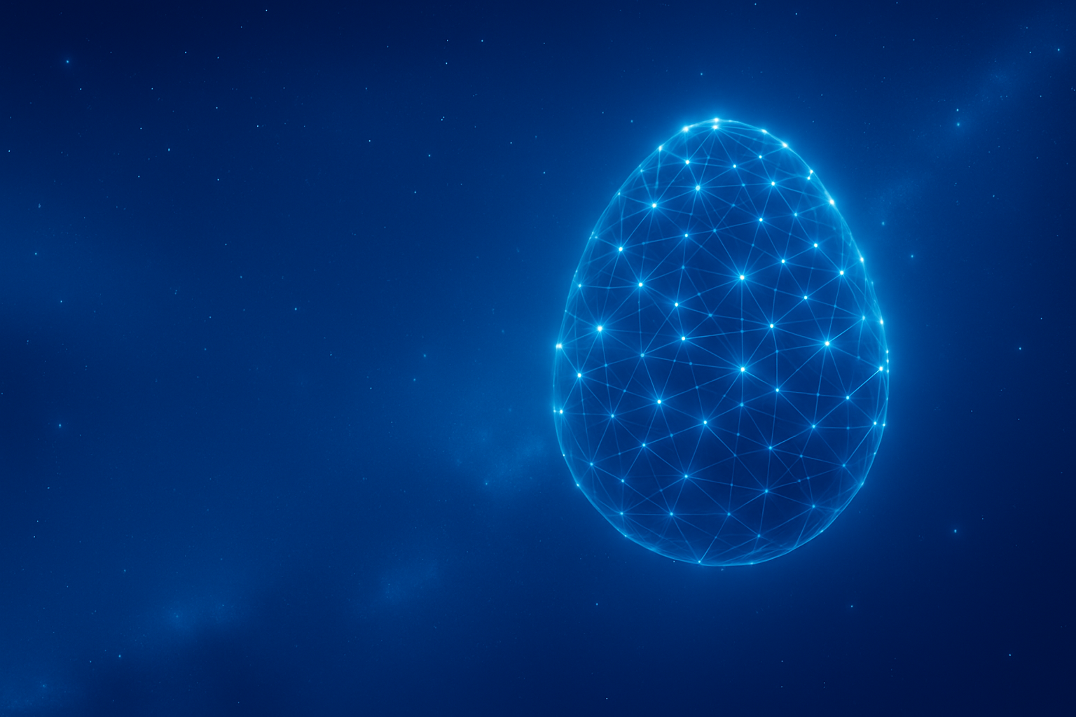An egg-shaped digital network formed by starlight in the blue universe